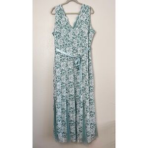 Candalite Women's turquoise lace sequin maxi formal dress 2X